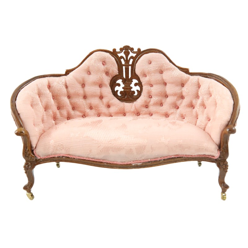 Dolls House American Pink Victorian Sofa JBM Walnut Living Room